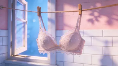 ブラジャーをやさしく洗って乾かすイメージ